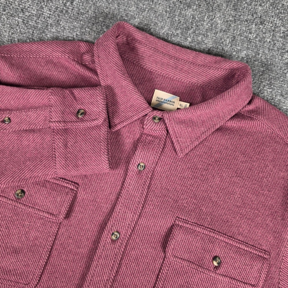 Fair Harbor Dunewood Flannel Men XL Burgundy Twill Long Sleeve Button Down Shirt